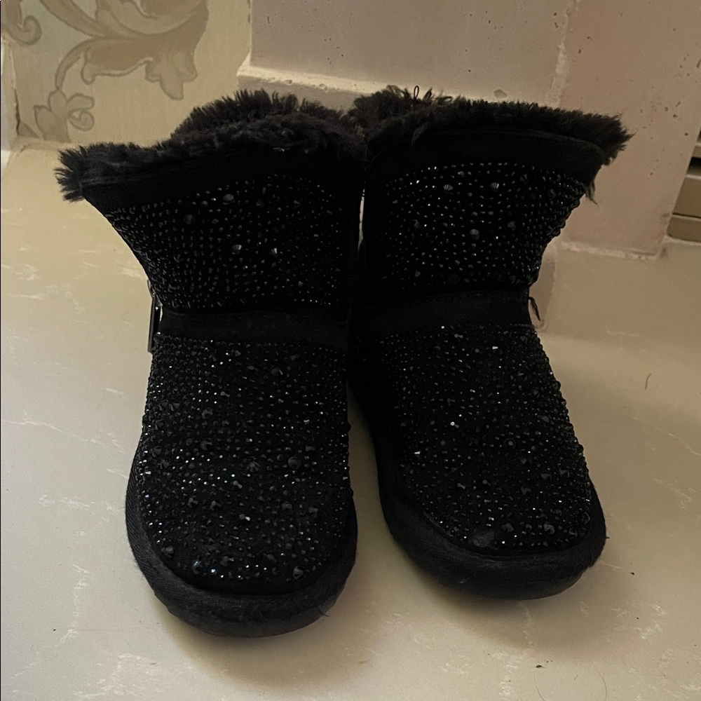 MonnaLisa Black Kids Boots with Sparkling Accents